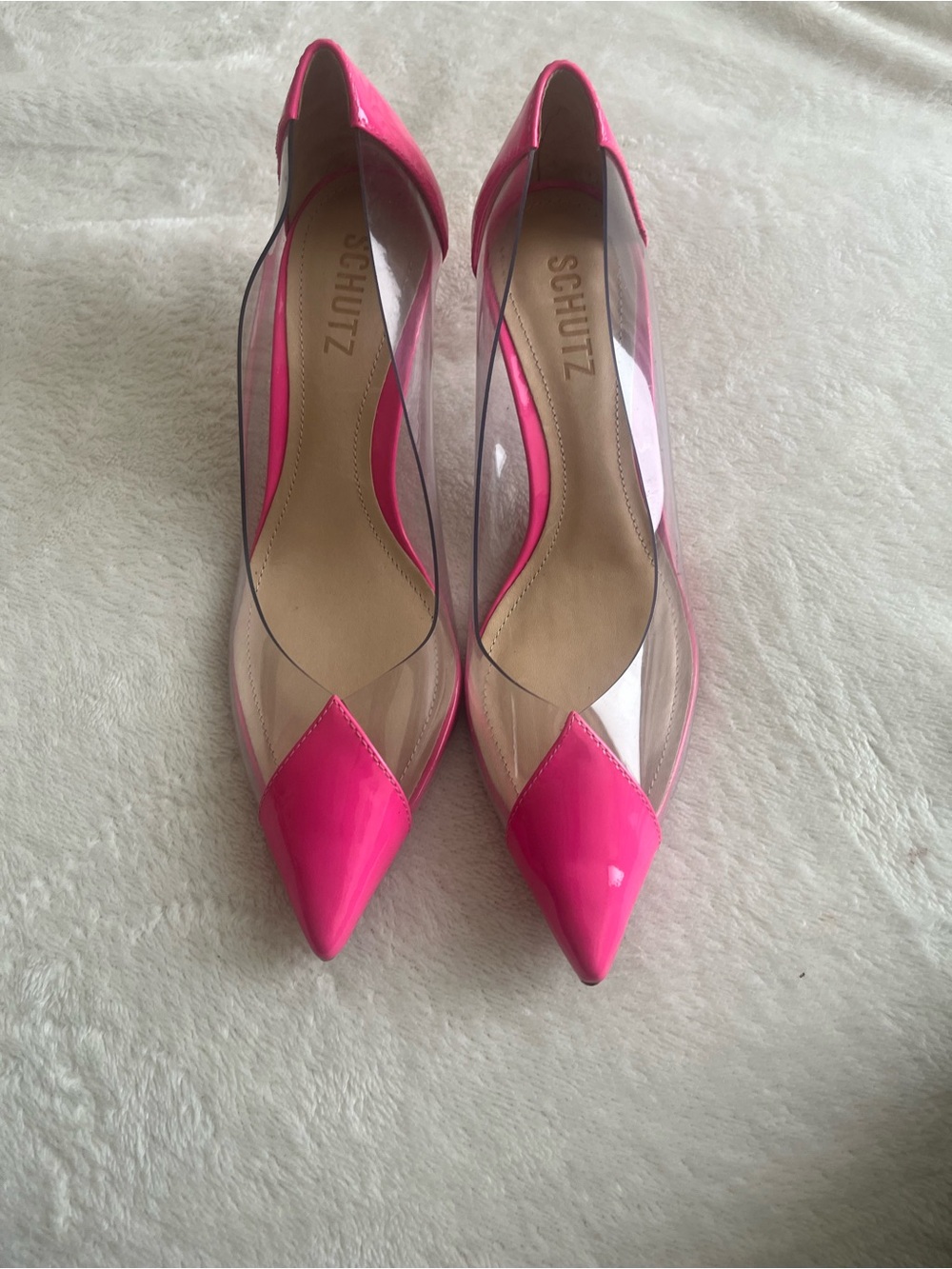 SCHUTZ Hot Pink Pointed Toe PVC D'Orsay Flats